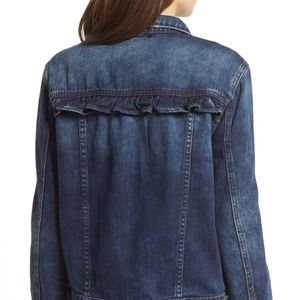 NEW Ruffle Trim Boyfriend Denim Jacket